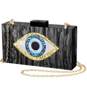 Black and Gold Eye Clutch Bag